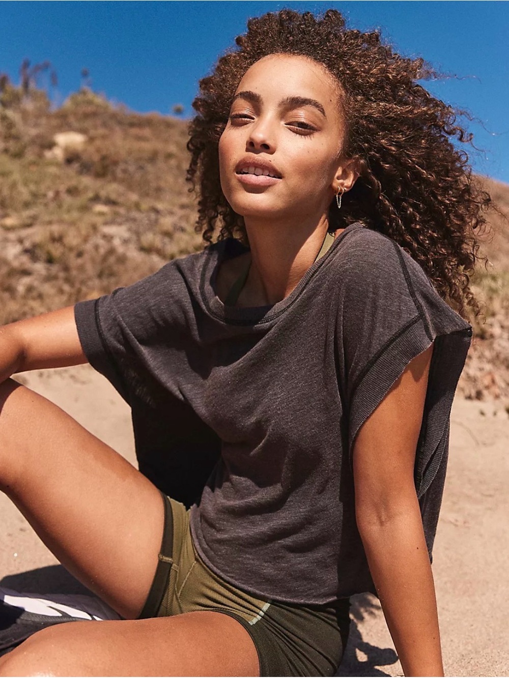 FP Movement by Free People Charcoal Gray Open-Back Muscle Tee - Picture 2 of 5